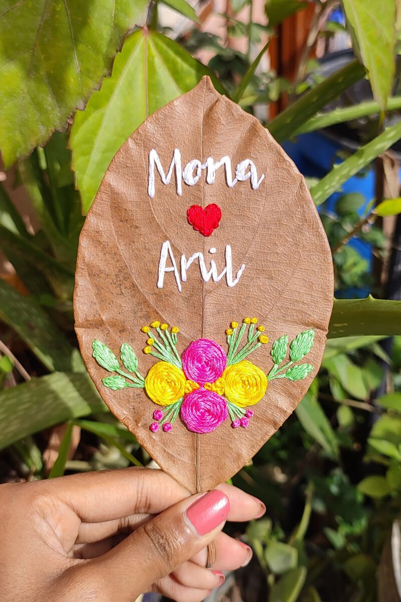 Harmony of Two - Personalized Couple Names Leaf Art
